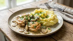 Frango com molho cremoso de cogumelos: um prato simples com um toque de restaurante